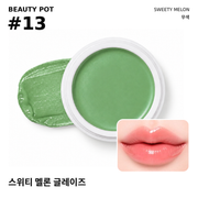 그립비 스위티 멜론 글레이즈 #13 뷰티팟 제품과 입술 발색 · 무색